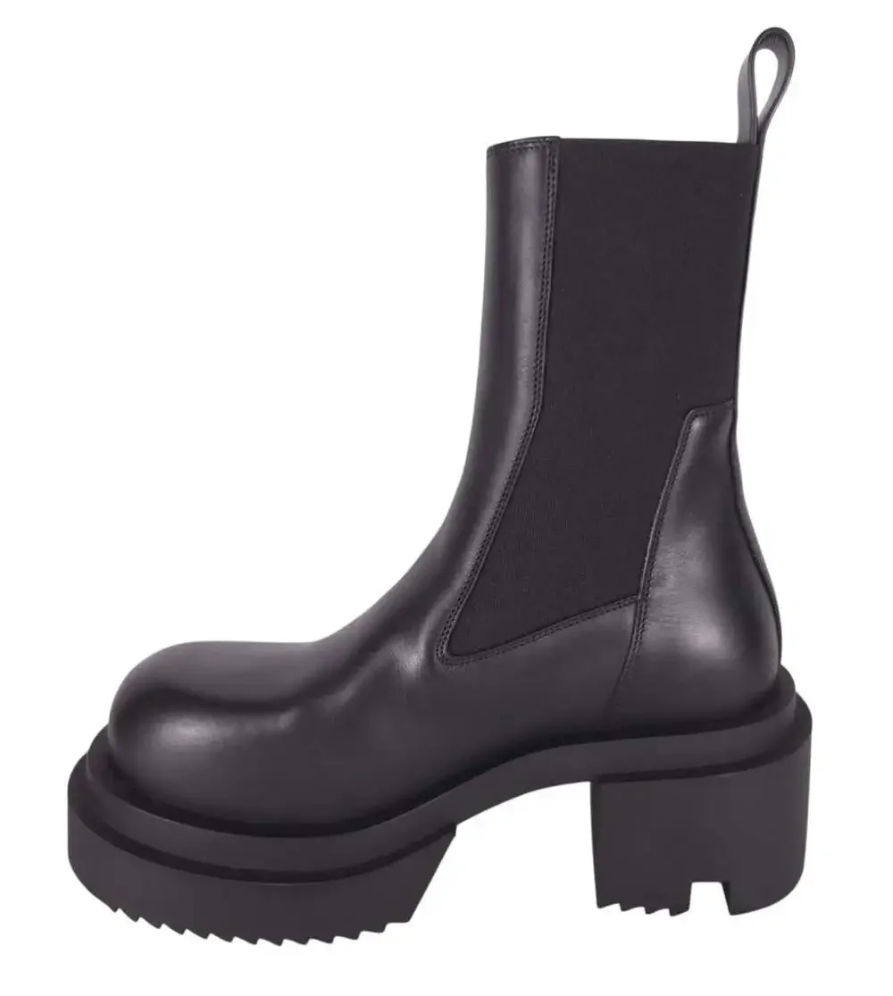 Rick Owens Beatle Bogun Boots US 7.5 EU 37.5 Womens Black Calf Leather $1860